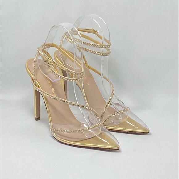 Andrea Wazen Leather & Crystal Pumps size 37.5 - Picture 6 of 14